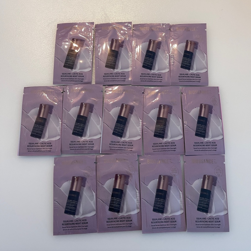 Biossance Squalane + 10% Lactic Acid Resurfacing Night Serum Sample Lot of 13